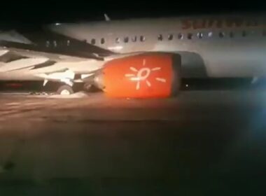 A Sunwing Boeing 737 MAX became stuck on the runway at an airport in Cuba