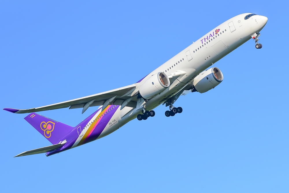Thai,Airways,Airbus,A350-900,Over,Airport,On,June,24,2017,In