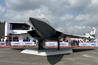 A mockup of the FCAS Next Generation Fighter NGF at the 2023 Paris Air Show