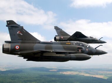 Two French Air Force Mirage 2000D fighter jets