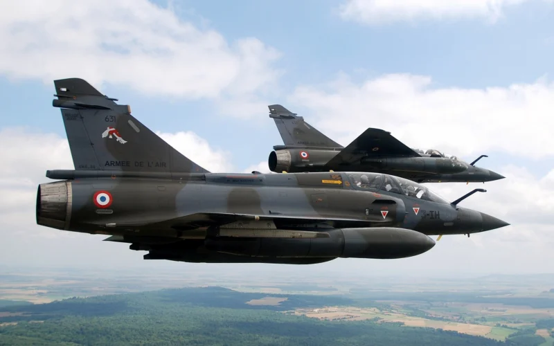 Two French Air Force Mirage 2000D fighter jets