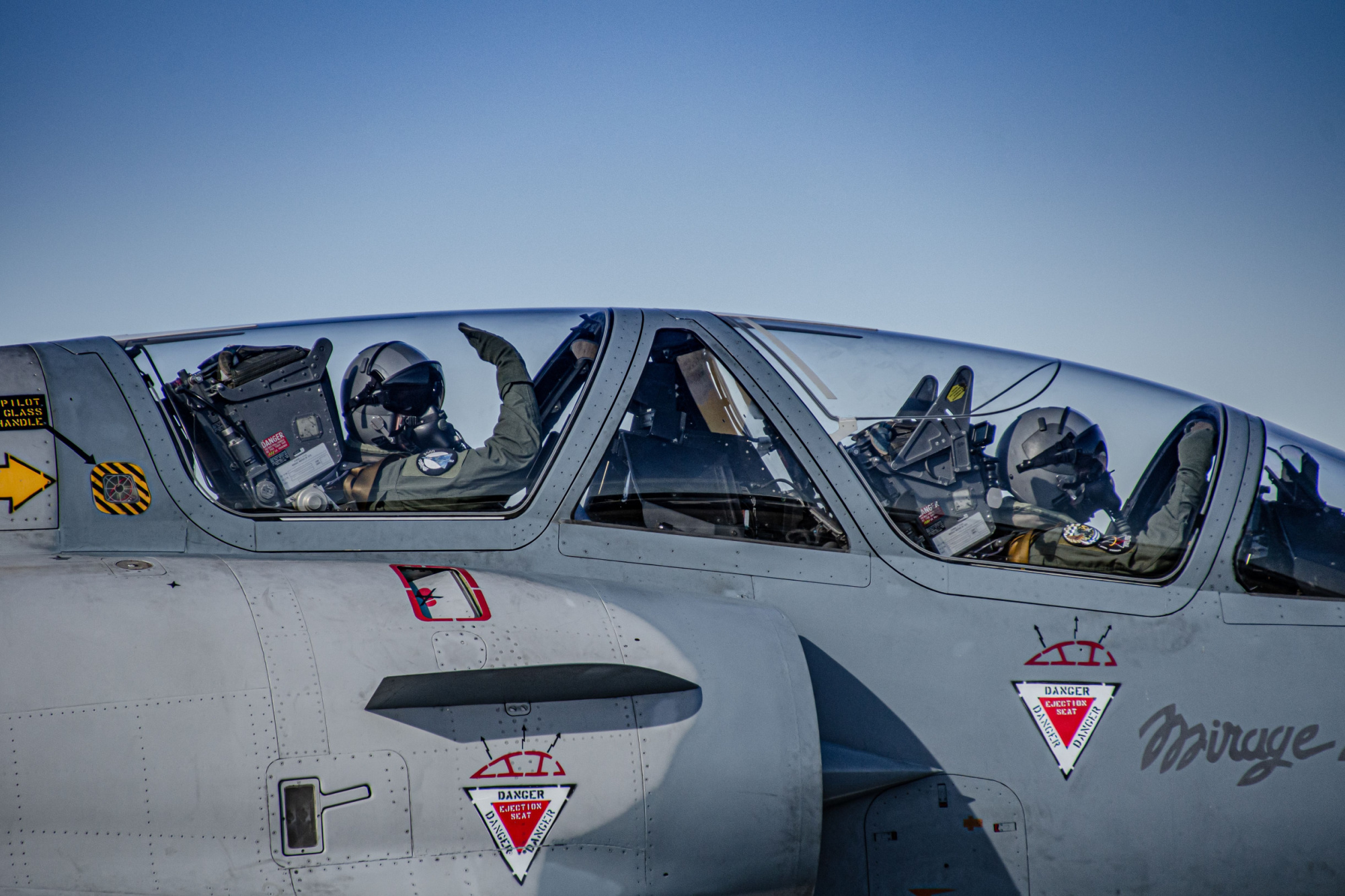 Two French fighter pilots onboard a Mirage 2000