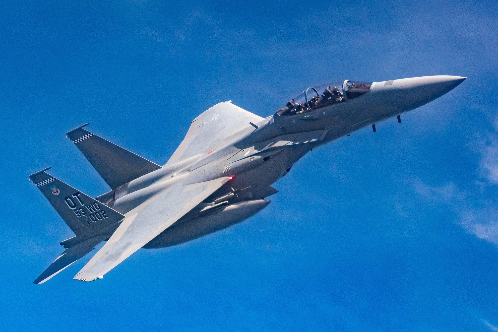 US Air Force F 15EX Eagle II fighter jet flying