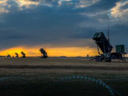 US Patriot missile batteries at sunset in Poland