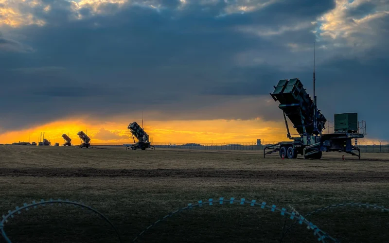 US Patriot missile batteries at sunset in Poland