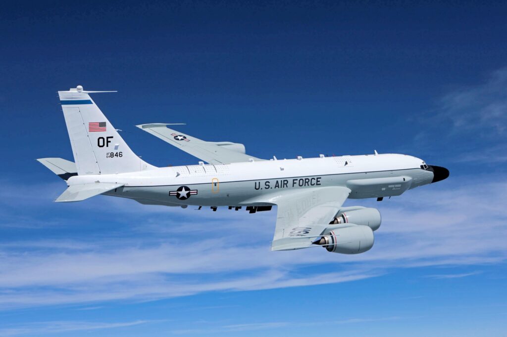 USAF Boeing RC 135V Rivet Joint observation aircraft USAF Boeing RC-135V Rivet Joint observation aircraft