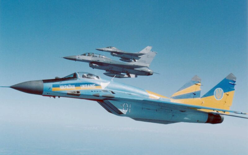 Ukrainian Air Force MiG-29 with USAF F-16s