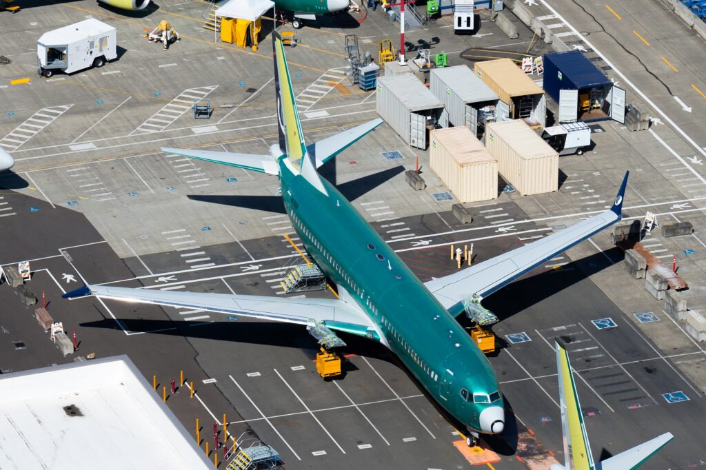 Unfinished Boeing 737 MAX at Boeing facilities in Renton Washington the United States Boeing estimated that the latest 737 MAX issue will remove over 9000 seats from airlines summer schedules
