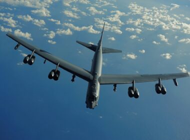US Air Force B-52 flies a mission in support of Rim of the Pacific 2010 multinational exercises over the Pacific Ocean.