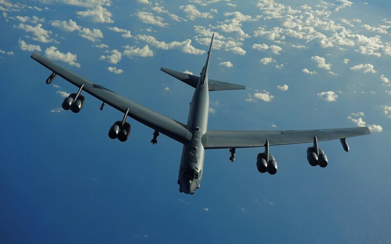 US Air Force B-52 flies a mission in support of Rim of the Pacific 2010 multinational exercises over the Pacific Ocean.