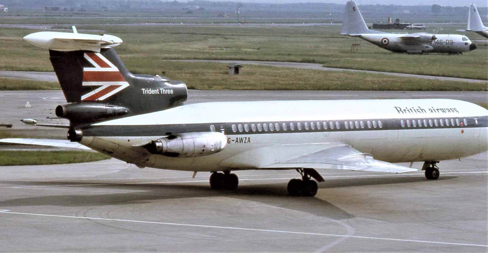 A British Airways Hawker Trident in Italy in 1975