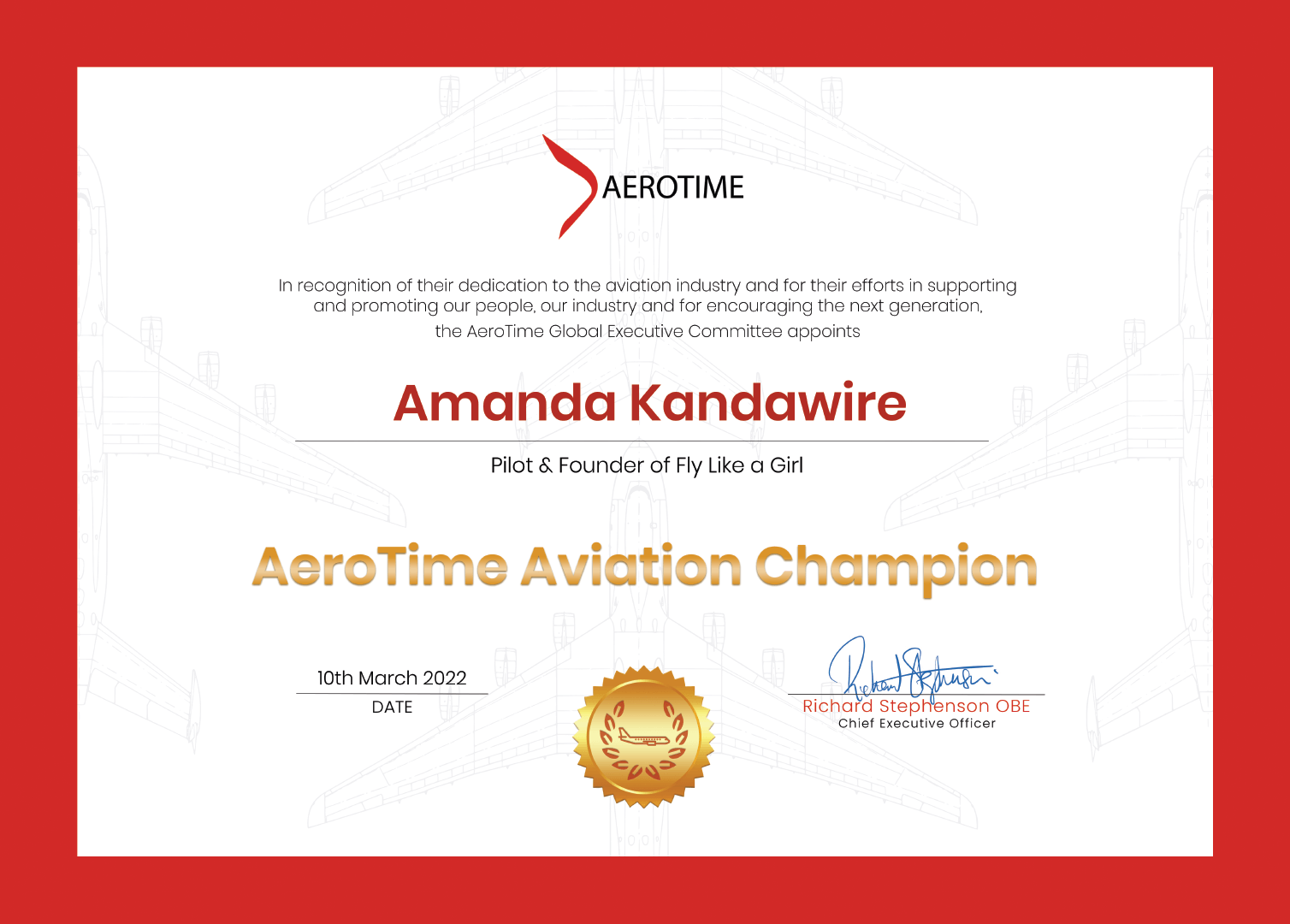 Amanda Kandawire, AeroTime Aviation Champion