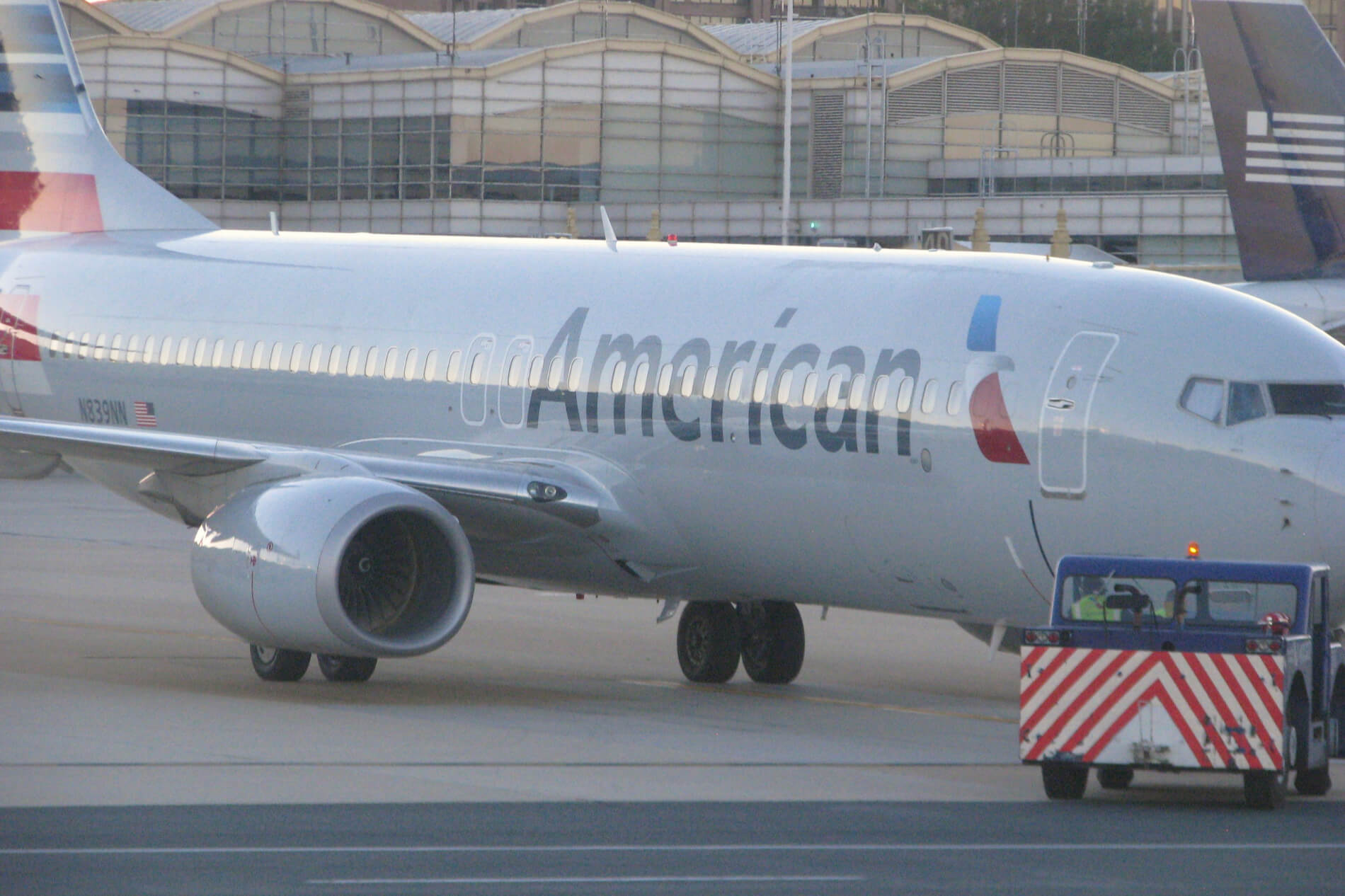 American Airlines 737 MAX 8 flies home from Colombia with patched bullet damage