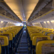 Ryanair Jet airplanes interior empty view.