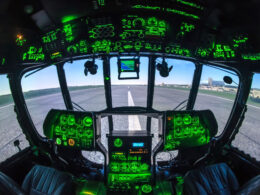 Cabine of helicopter simulator