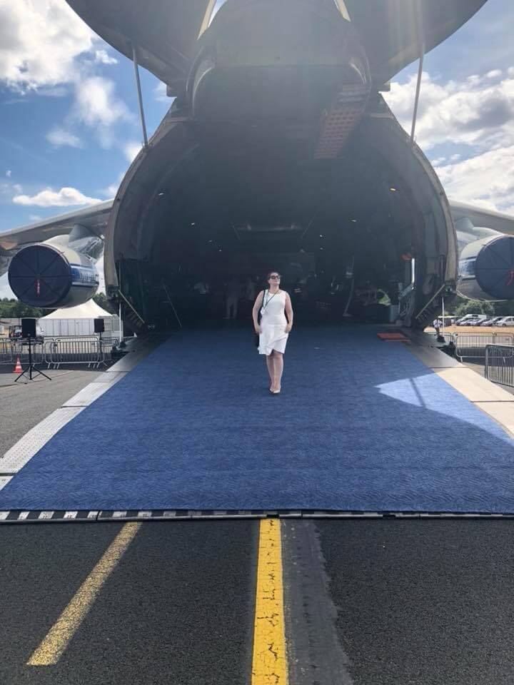 Fiona exits an Antonov