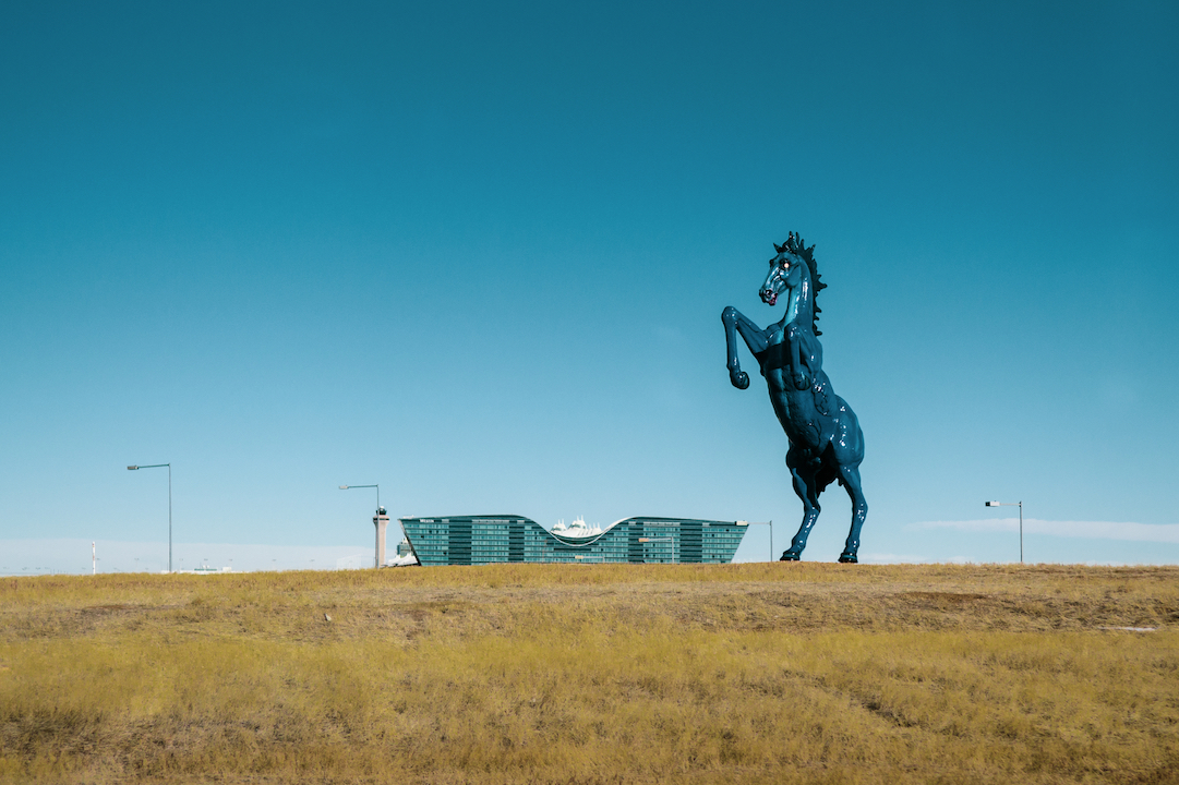 Blucifer, the blue mustang sculpture that many claim to be posses