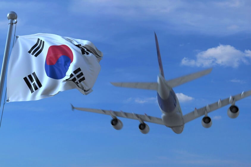 commercial airplane landing behind waving korean flag travel to south korea conceptual 3d renderingjpg commercial_airplane_landing_behind_waving_korean_flag._travel_to_south_korea_conceptual_3d_rendering.jpg