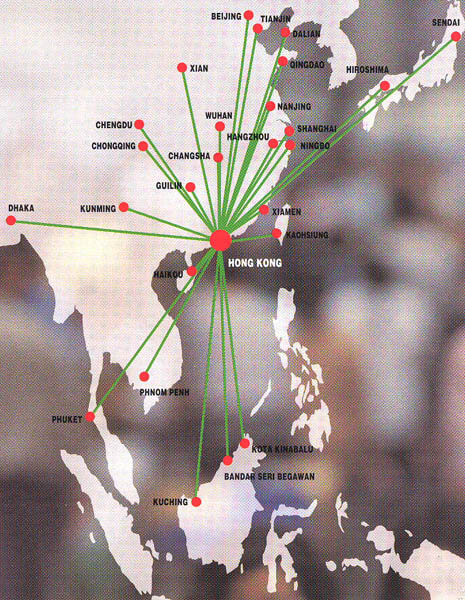 Dragonair flight route map 1997