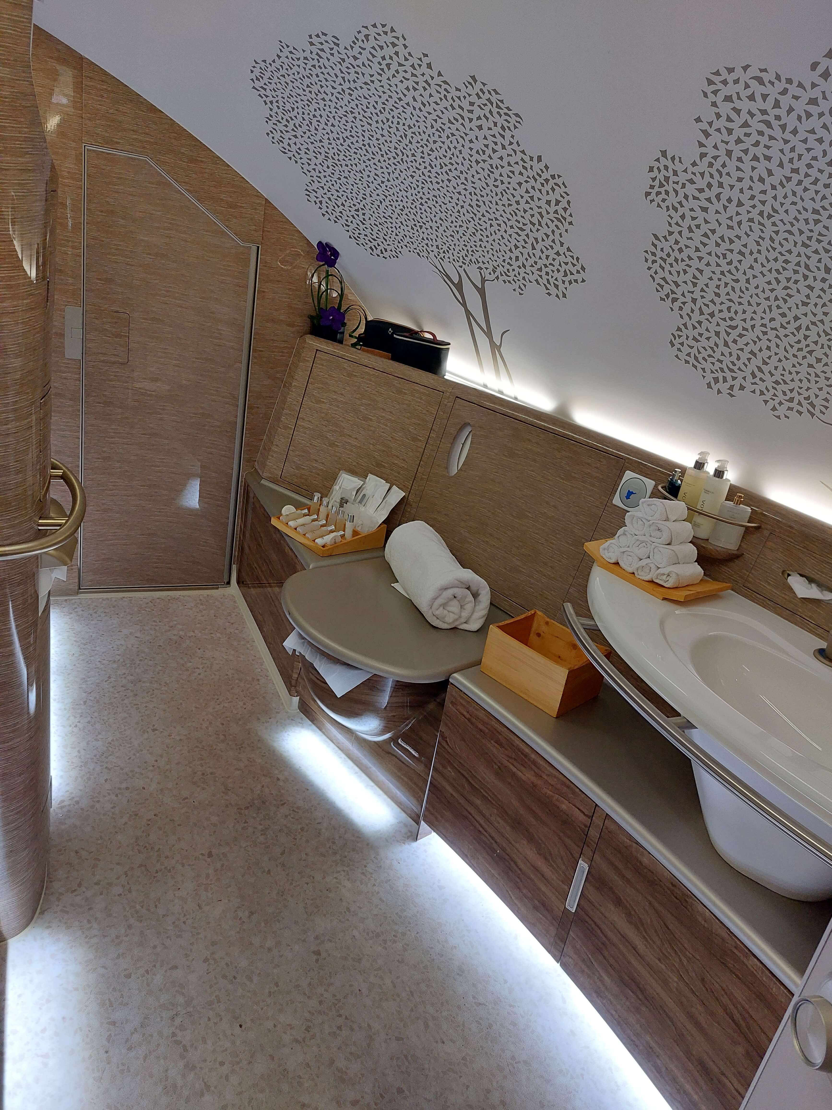 The Emirates First Class shower spa on the A380