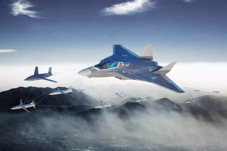 FCAS NGF fighter jet and swarm of drones