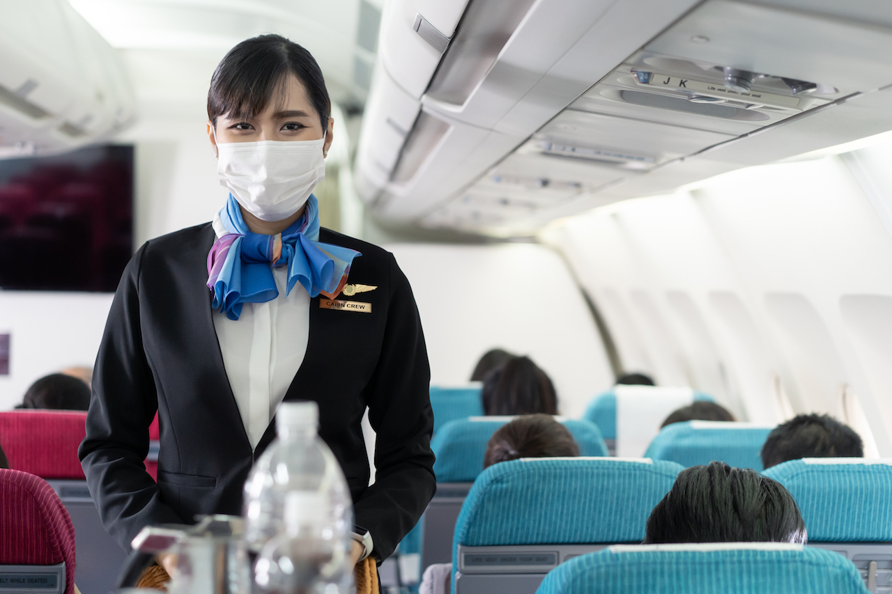 Flight crew wearing mask