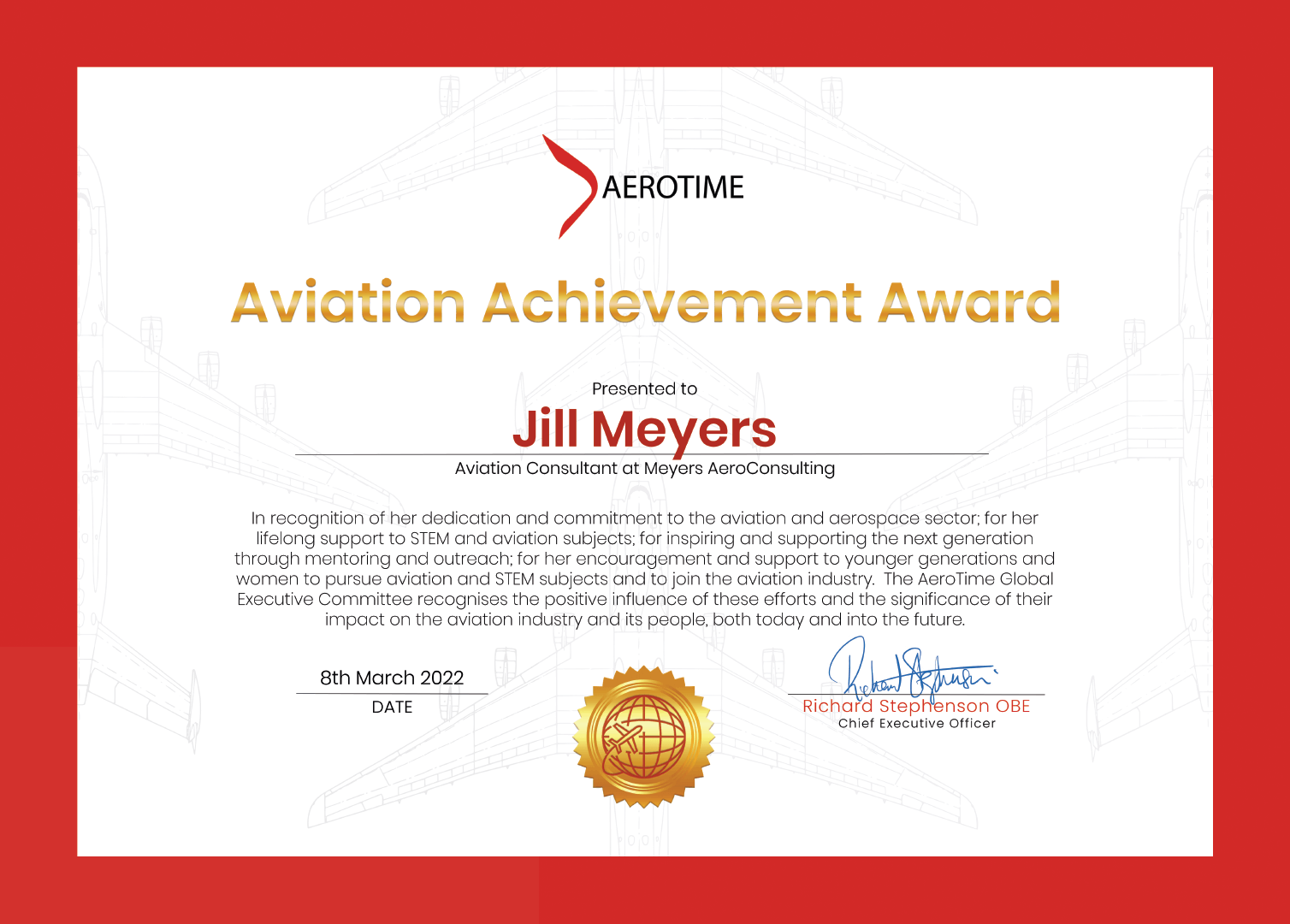 Jill Meyers, AeroTime Aviation Achievement Award