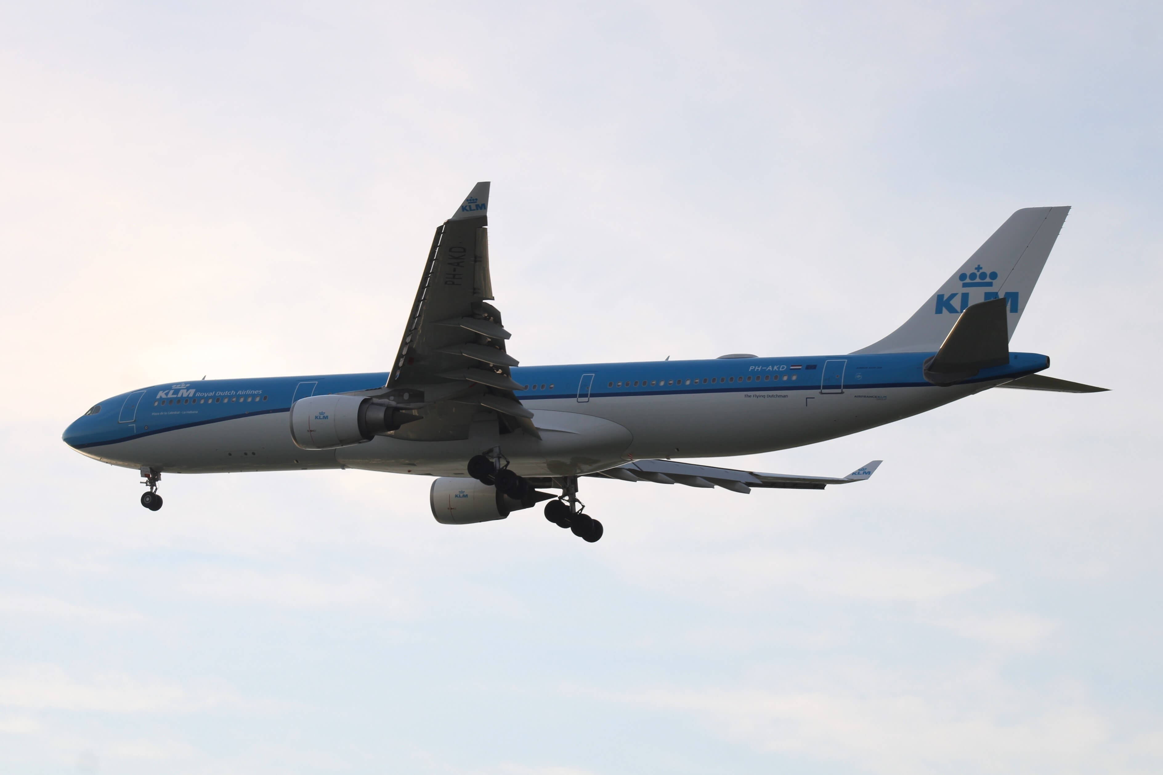 KLM Airbus A330-300 airplane at Boston Logan Airport (BOS) in the