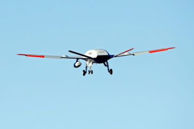 MQ 25 T1 Stingray test aircraft takes off