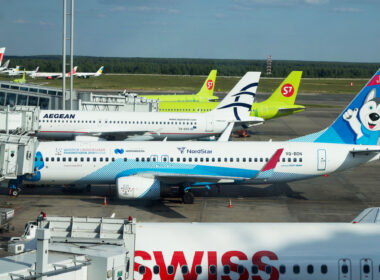 planes of different airlines are waiting for their passengers in Domodedovo airport