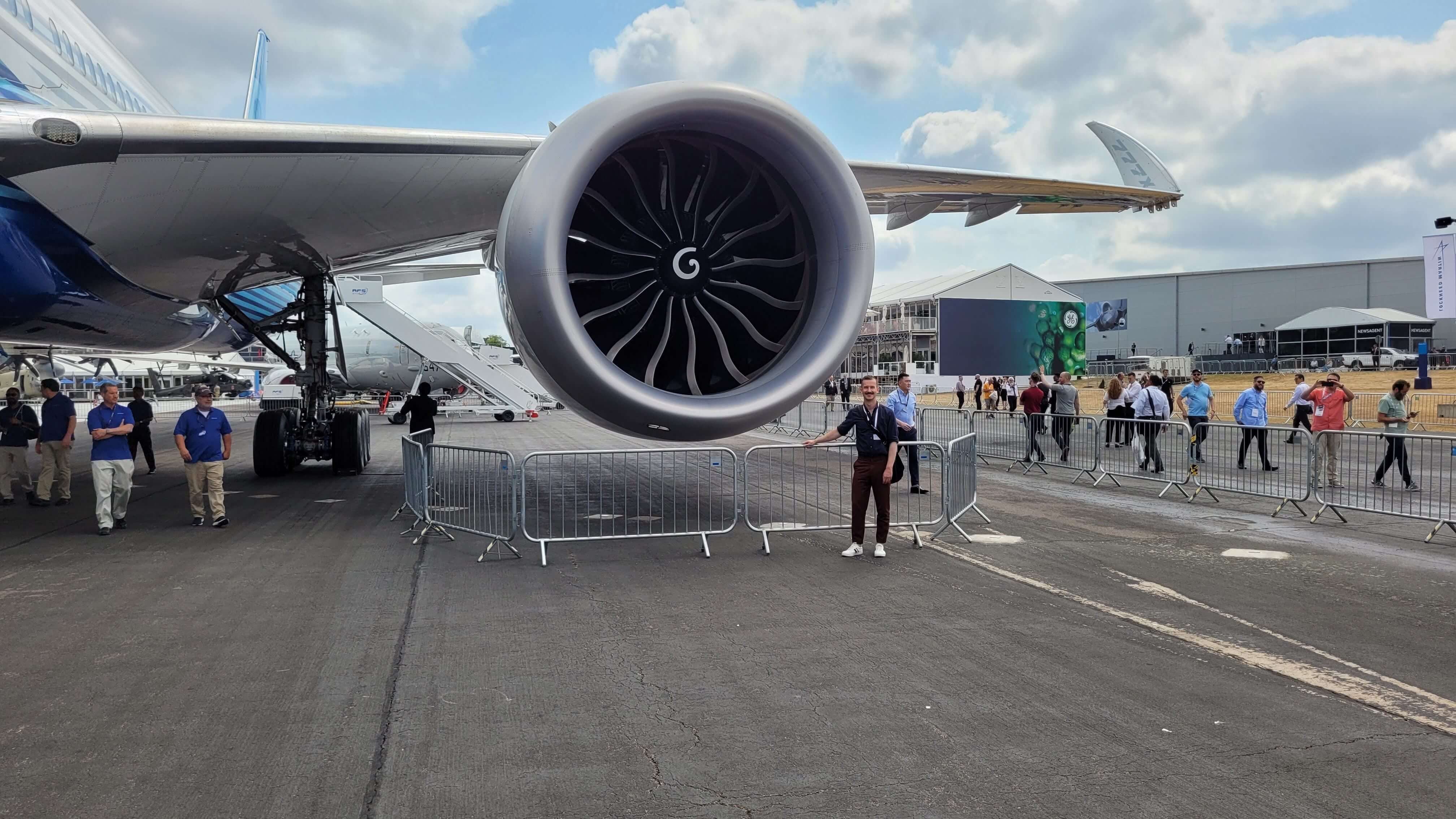 Rich by engine of 777X at Farnborough 2022