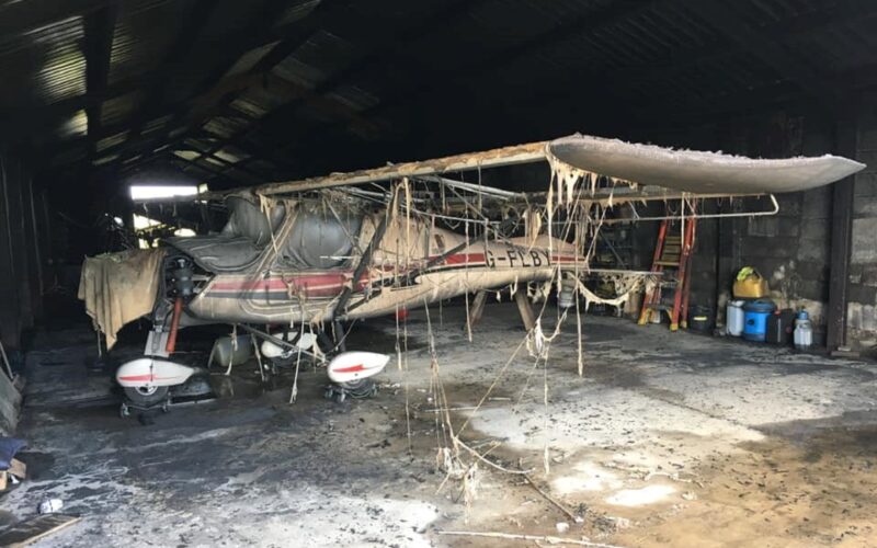 suspected arson hangar fire