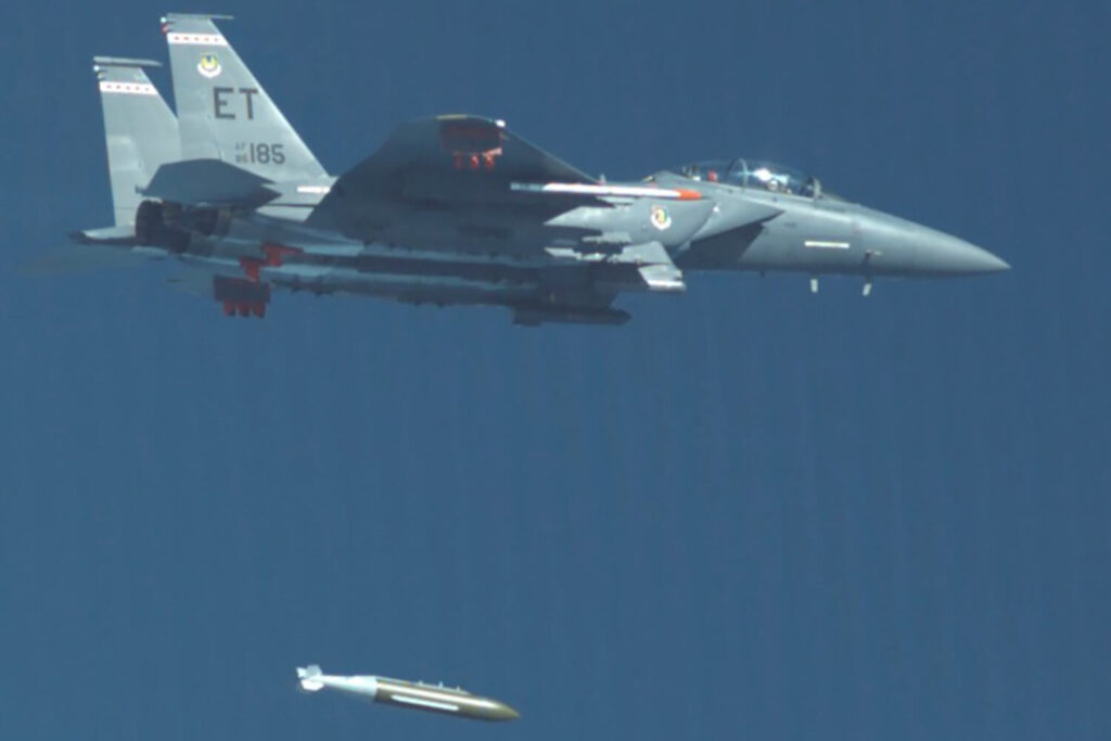 the f 15e fighter jet releasing the new gbu 72 bombjpg the_f-15e_fighter_jet_releasing_the_new_gbu-72_bomb.jpg