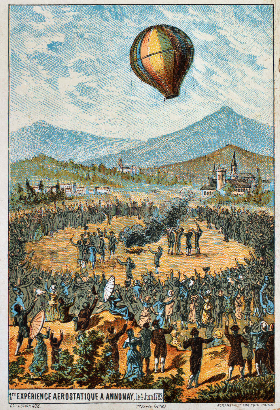 The first hot air baloon flight in Annonay France covered 2 km